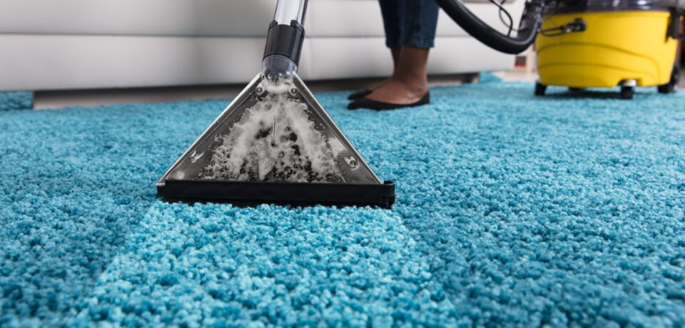 Person Using Vacuum Cleaner For Cleaning Carpet