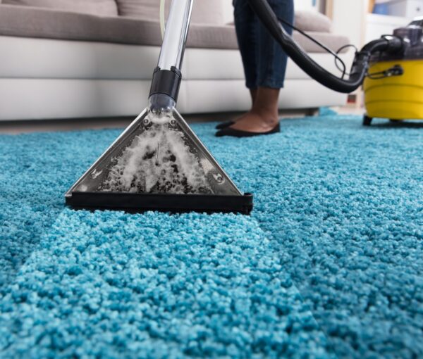 Person Using Vacuum Cleaner For Cleaning Carpet
